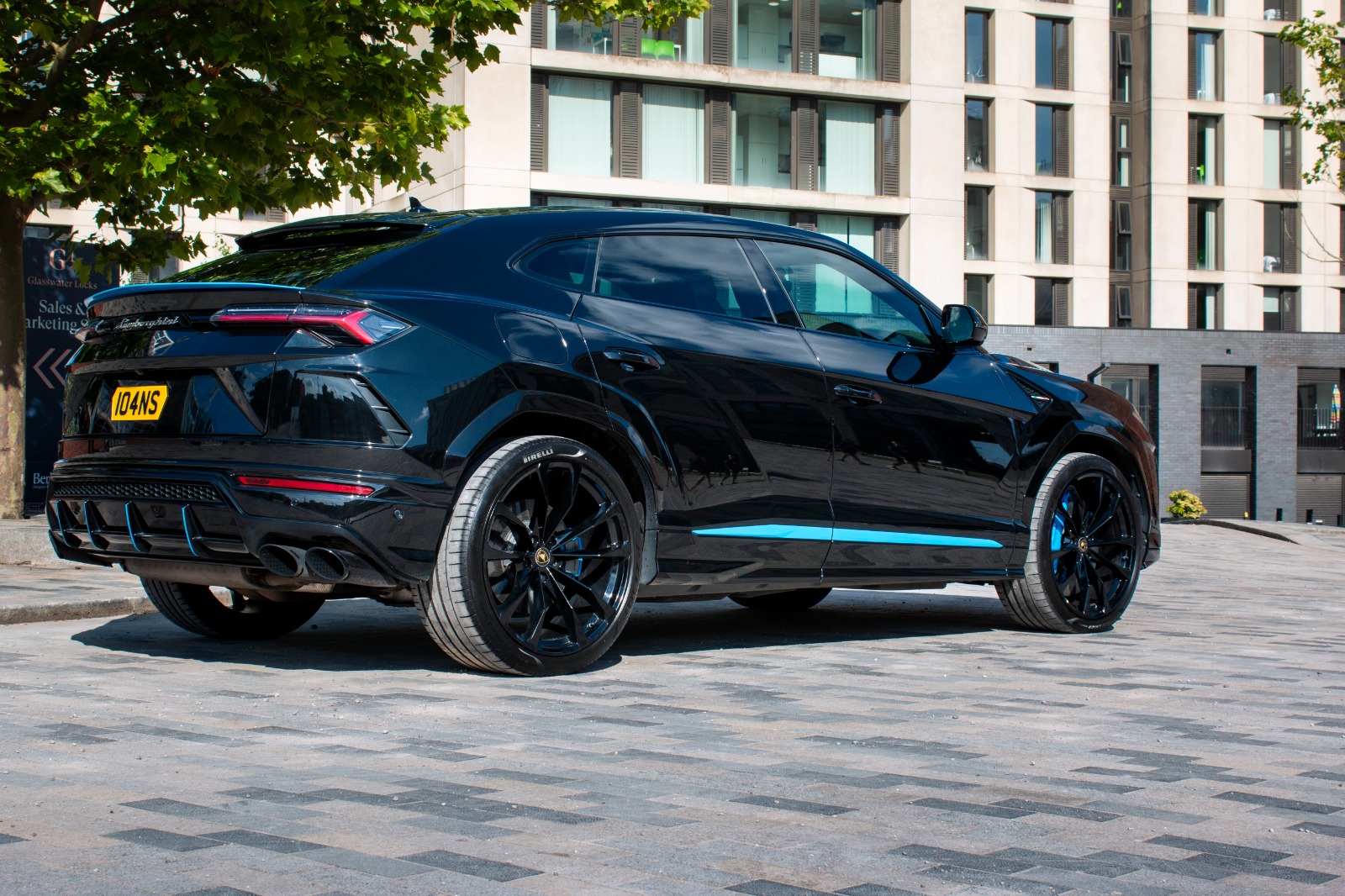 Lamborghini Urus Metallic Black Wrap with Blue Accents and Caliper Painting in Birmingham 6