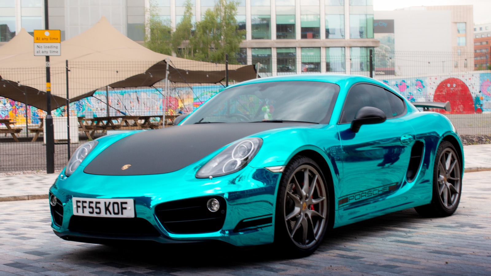 Porsche Cayman Light Blue Super Chrome Wrap in Birmingham 4