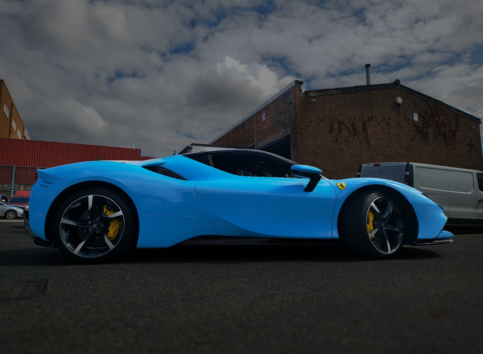 Ferrari SF90 Gulf Blue vinyl wrap - side profile
